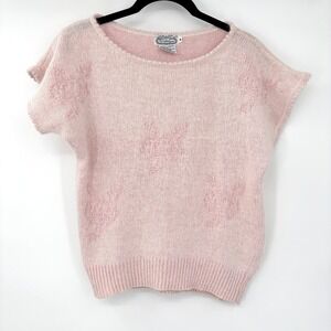 Vintage Pink Angora Knit Cottagecore Coquette Sweater 'The Villager' Womens M